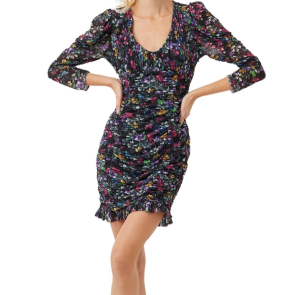 French Connection bodycon black floral dress